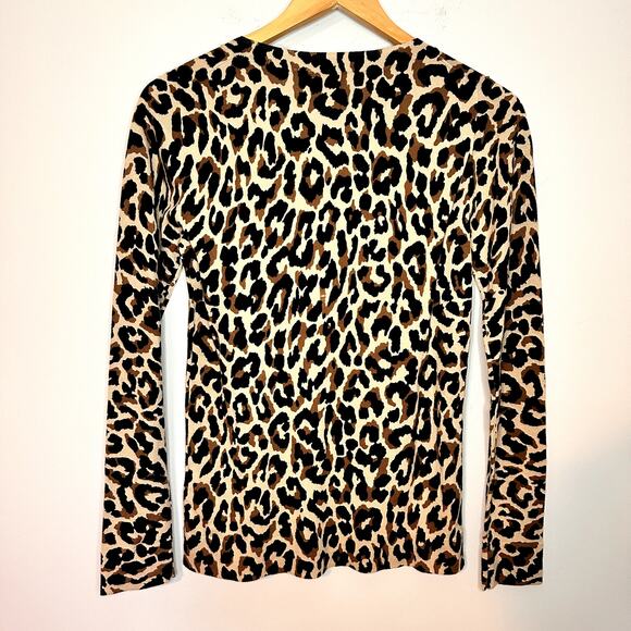 J Crew Factory Teddie Long Sleeve Leopard Print 100% Cotton Sweater Size XS - Picture 4 of 6